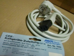 1450/2,5 gr Kaltgeräte-Zuleitung 2,5m grau C13 T 70'C mit Schuko-Winkelstecker